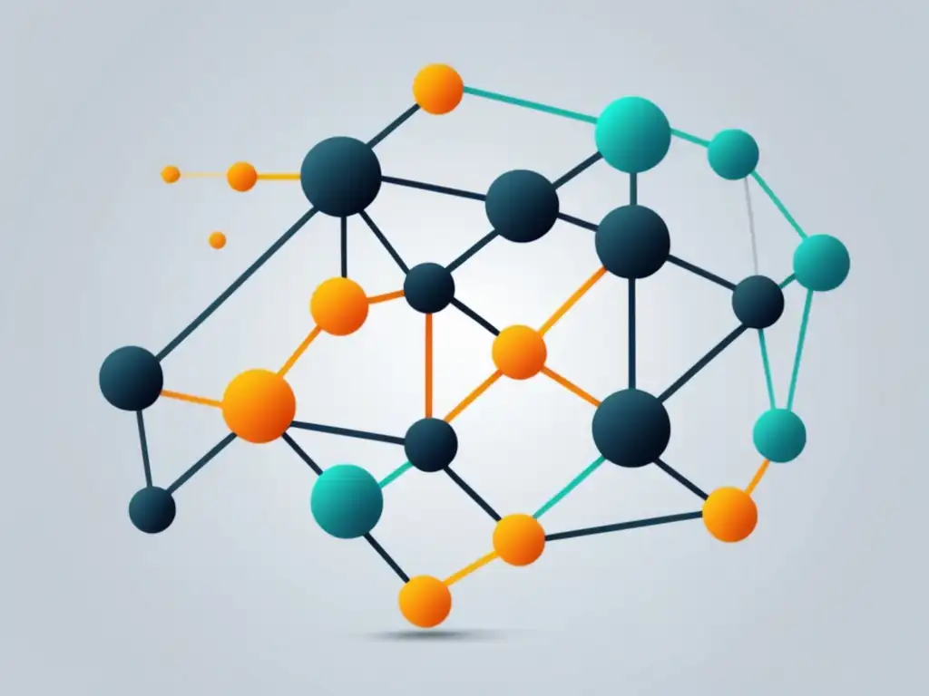 Redes de afiliados en el marketing de afiliados: imagen moderna y minimalista de líneas y nodos interconectados, reflejando eficiencia y efectividad