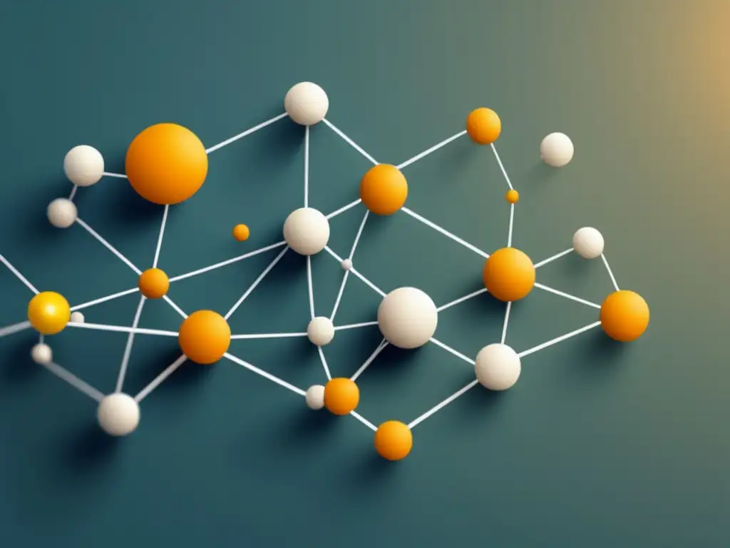 Ilustración moderna y minimalista de una red de nodos, simbolizando estrategias clave para el marketing de afiliados