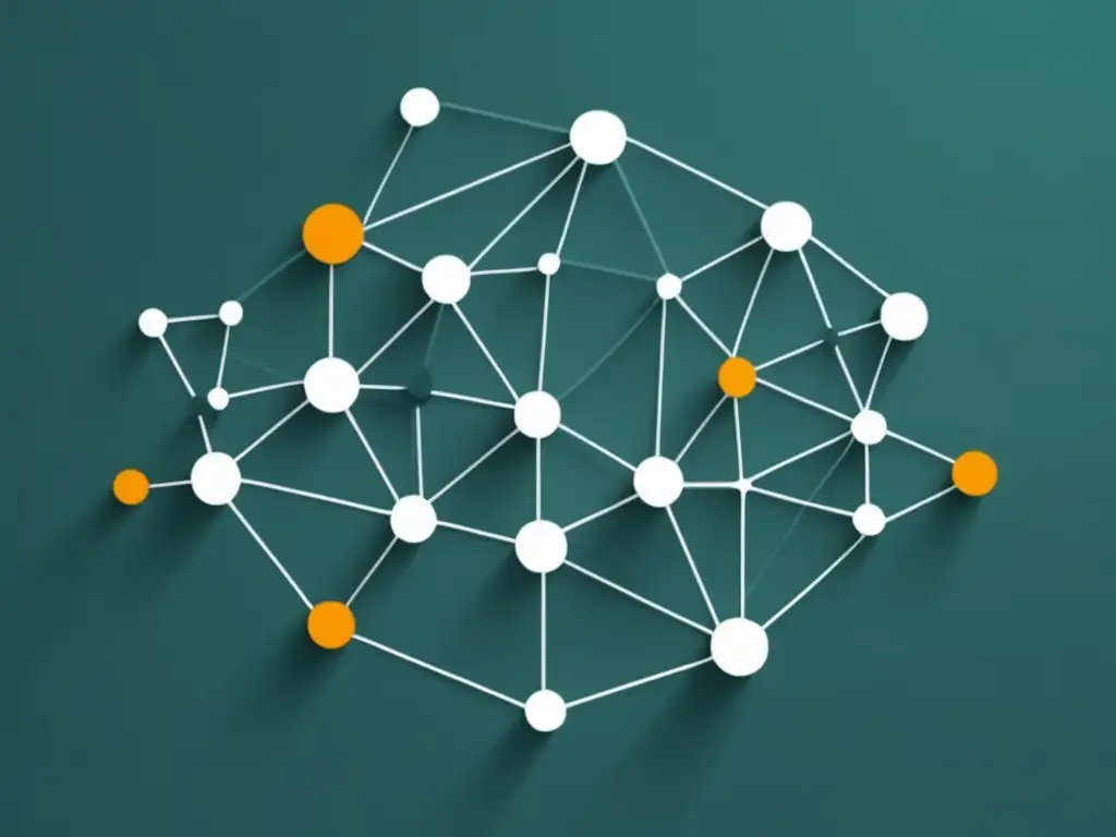Redes de afiliados efectivas: imagen 8k minimalista y moderna con nodos interconectados en tonos azules y grises