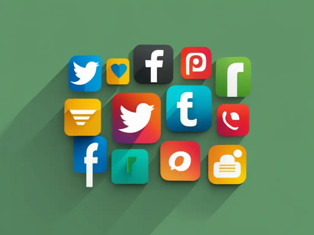 Iconos de redes sociales en diseño moderno y minimalista, representando estrategias de redes sociales en el marketing de afiliados