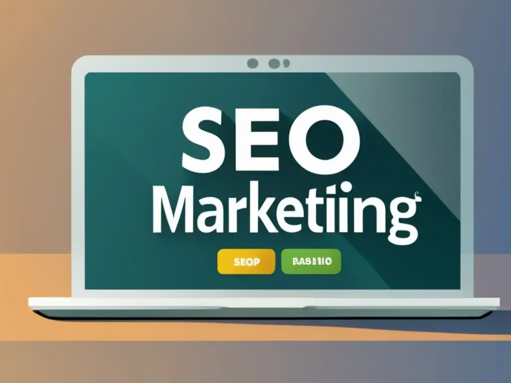 Laptop moderno con SERP SEO para marketing de afiliados