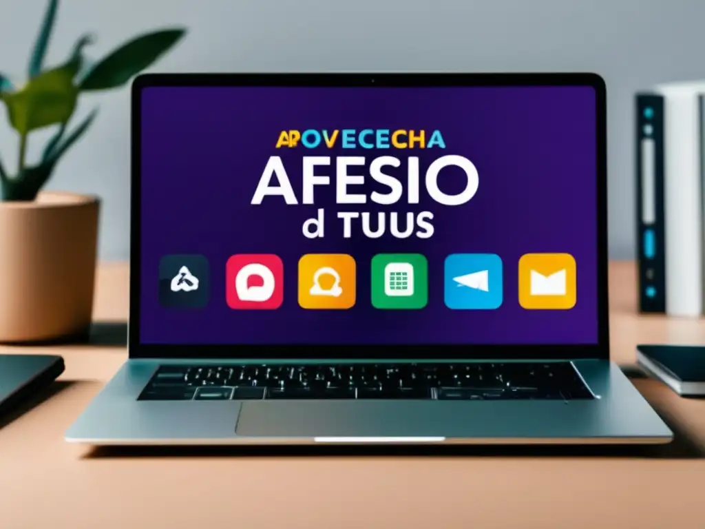 Laptop SEO con iconos y gráficos, potencia ingresos de afiliado