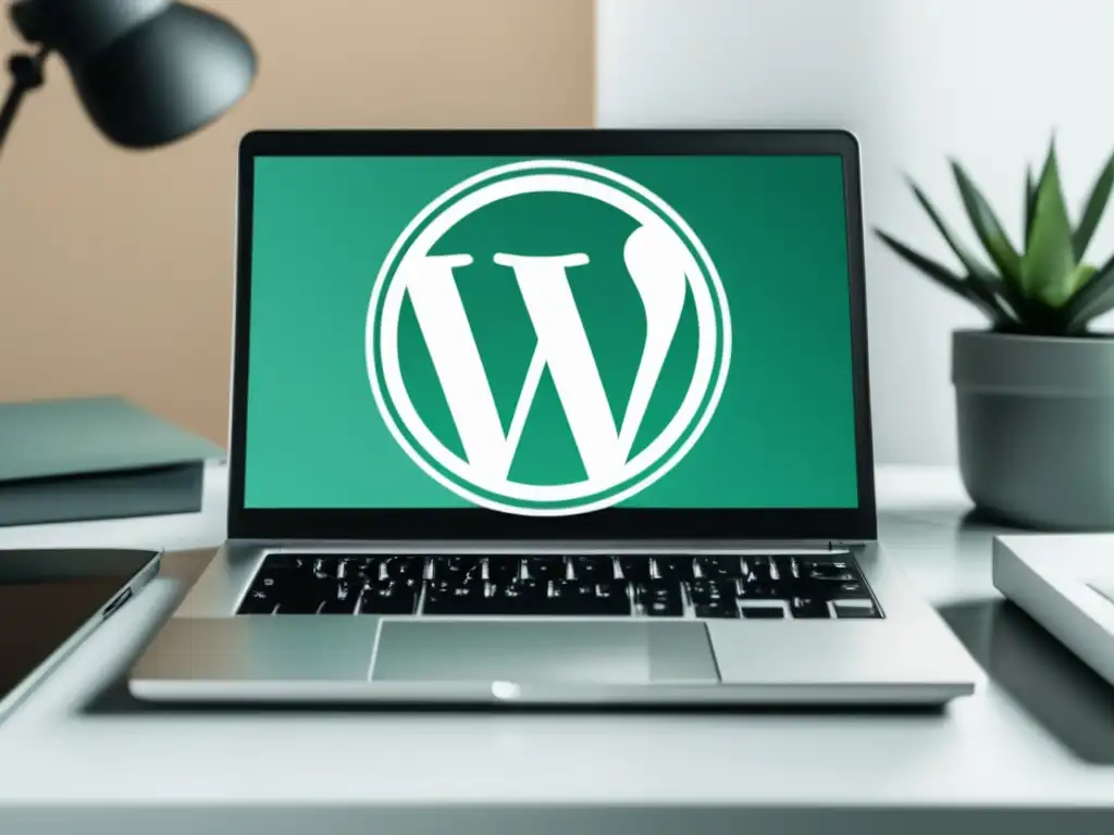 Laptop WordPress con diseño web para marketing afiliado