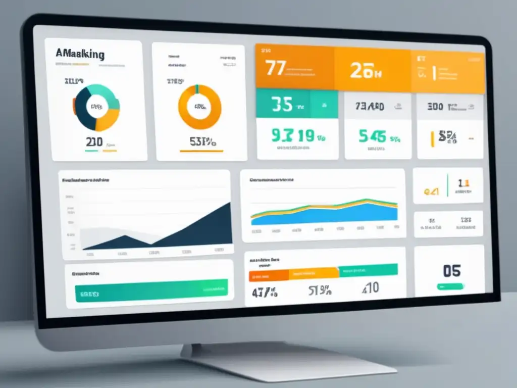 Dashboard moderno de marketing de afiliados con métricas y gráficos, estrategias de contenido para el marketing de afiliados