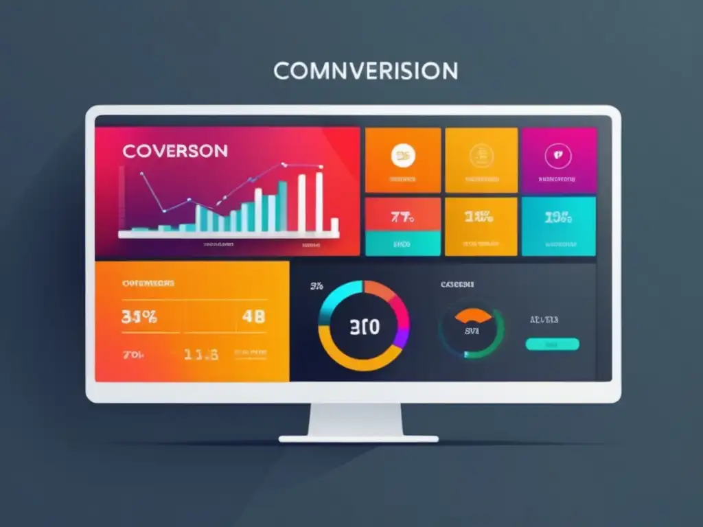 Herramientas de conversión en marketing de afiliados con pantalla de computadora moderna y vibrante-dashboard