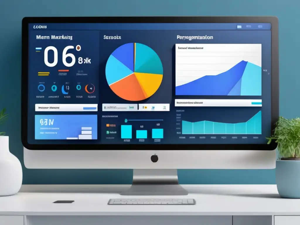 Imagen de un dashboard de marketing digital 8k con estrategias de optimización de conversiones en el marketing de afiliados