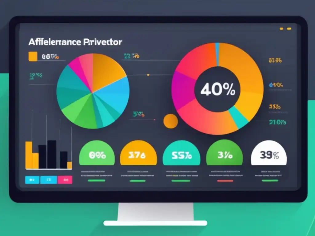 Dashboard minimalista con KPIs y análisis de marketing de afiliados