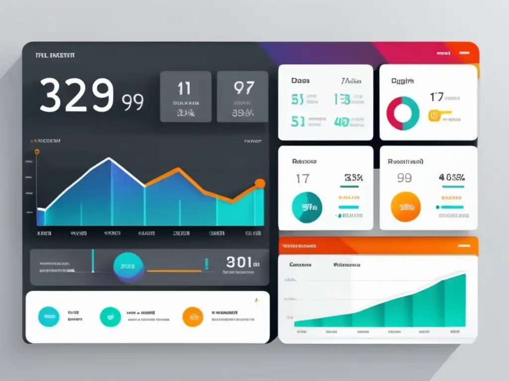 Tablero digital moderno y minimalista con datos en tiempo real y métricas de conversión en marketing de afiliados