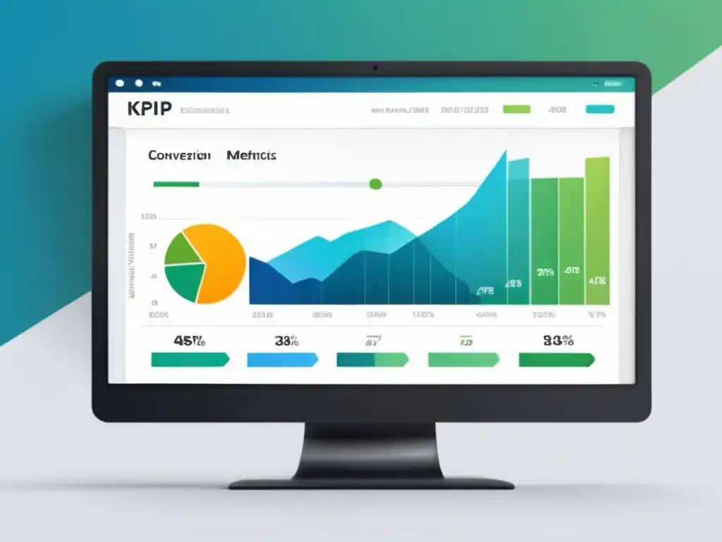 Dashboard digital minimalista y elegante con métricas de conversión y KPIs